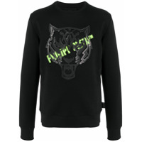 Philipp Plein Moletom com patch de tigre - Preto