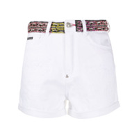 Philipp Plein rhinestone-embellished denim shorts - Branco