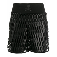 Philipp Plein Short com sobreposição e estampa de caveira - Preto