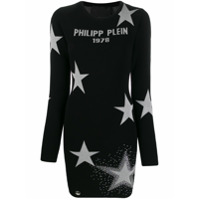 Philipp Plein Vestido de tricô com estrelas - Preto
