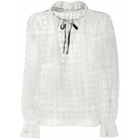 PHILOSOPHY Blusa xadrez translúcida com renda floral - Branco