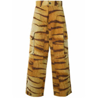 Pierre-Louis Mascia Calça pantalona com estampa de tigre - Amarelo