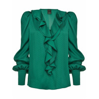 Pinko Blusa de cetim com acabamento de babados - Verde