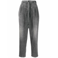 Pinko Calça jeans cropped cintura alta com cinto - Cinza