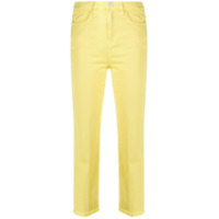 Pinko Calça jeans cropped com desfiado nas barra - Amarelo