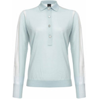 Pinko Camisa polo de tricô com detalhe translúcido - Azul