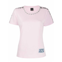 Pinko Camiseta com estampa gráfica e aplicações - Rosa