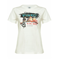 Pinko Camiseta de algodão com estampa Birdz In Da Hood - Branco