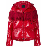 Pinko fringed-yoke quilted hooded jacket - Vermelho