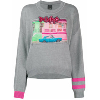 Pinko knitted vintage car print jumper - Cinza