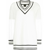 Pinko Suéter com recorte translúcido e lista - Branco