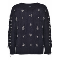 Pinko Suéter de tricô com aplicação de cristais - Preto
