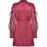 Pinko Vestido com padronagem de poÃ¡s e babados nas mangas - Vermelho