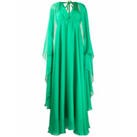 Pinko Vestido evasê longo com babados - Verde