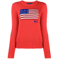 Polo Ralph Lauren Suéter com estampa de bandeira americana - Laranja
