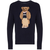 Polo Ralph Lauren Suéter com padronagem Teddy Bear - Azul