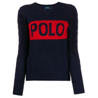 Polo Ralph Lauren Suéter de tricô com estampa de logo - Azul