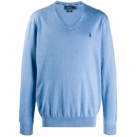 Polo Ralph Lauren Suéter de tricô com logo bordado - Azul