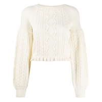 Ports 1961 balloon-sleeve cable knit sweater - Branco