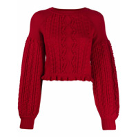 Ports 1961 balloon-sleeve cable knit sweater - Vermelho