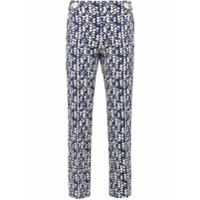 Prada Calça cropped com estampa gráfica - Azul