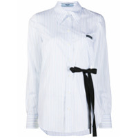 Prada Camisa de algodão com listras e amarração lateral - Branco