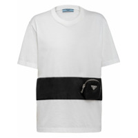 Prada Camiseta de algodão com zíper no bolso - Branco