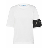 Prada Camiseta de algodão com zíper no bolso - Branco