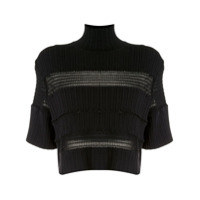 Proenza Schouler Blusa de tricô com aplicação de renda - Preto