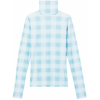 Proenza Schouler White Label Blusa gola alta de tricô xadrez - Azul