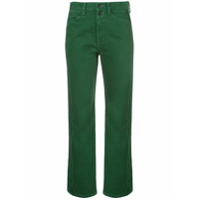Proenza Schouler White Label Calça jeans cropped com efeito desbotado - Verde