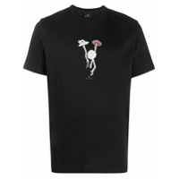 PS Paul Smith Camiseta de algodão orgânico com estampa de cogumelo - Preto