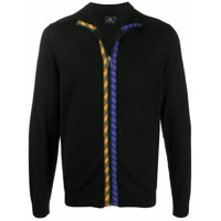 PS Paul Smith Cardigan com zíper com acabamento de corda - Preto
