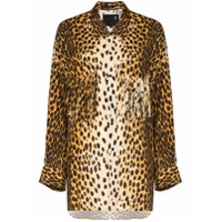 R13 Camisa Western com franjas e estampa de guepardo - Marrom