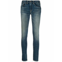 Ralph Lauren Calça jeans skinny cintura média com lavagem estonada - Azul