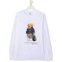 Ralph Lauren Kids Blusa mangas longas com estampa de urso - Branco