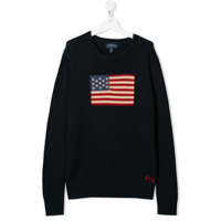 Ralph Lauren Kids Suéter com estampa bandeira americana - Preto