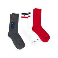 Ralph Lauren Pacote com 3 pares de meias com logo - Vermelho