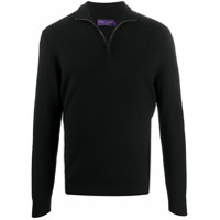 Ralph Lauren Suéter de tricô canelado com zíper - Preto