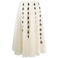 RedValentino beaded-embellished tulle midi skirt - Neutro