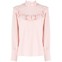 RedValentino Blusa mangas longas com babados - Rosa