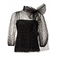 RedValentino glitter-embellished sheer blouse - Preto