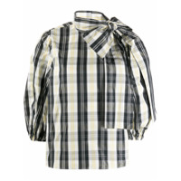 RedValentino puffy sleeves checked blouse - Preto