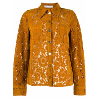 Rejina Pyo Camisa com colarinho pontiagudo e renda - Marrom