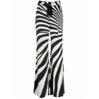 Roberto Cavalli Calça pantalona com estampa de zebra - Preto