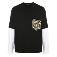 Roberto Cavalli Camiseta com mangas contrastantes - Preto