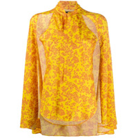 Rokh flared sleeve floral print blouse - Amarelo
