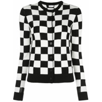 Rosetta Getty Cardigan decote redondo de tricô xadrez - Preto
