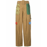 Rosie Assoulin Calça cargo pantalona com patchwork - Marrom
