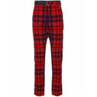 Sacai Calça de algodão com estampa xadrez - Vermelho